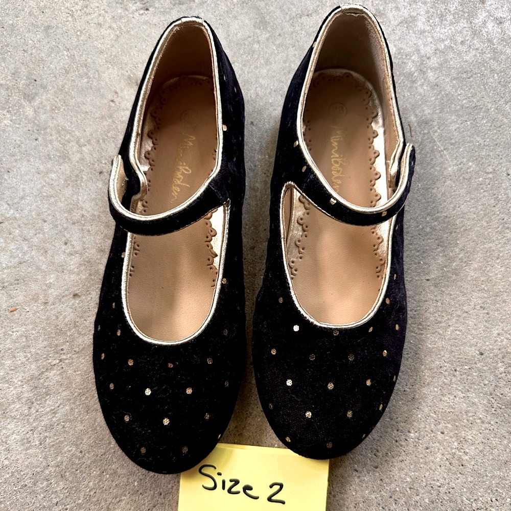 Mini Boden Navy Blue Velvet Size 2 Ballet Flats